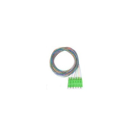 Cable Wholesale 6 Strand Fiber Pigtail, 9/125 Singlemode(Green Boot), SC/APC, 3 meter 15F1-00206